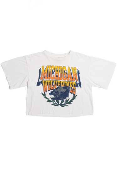 Vintage Michigan Wolverines Raw Hem Crop T-Shirt