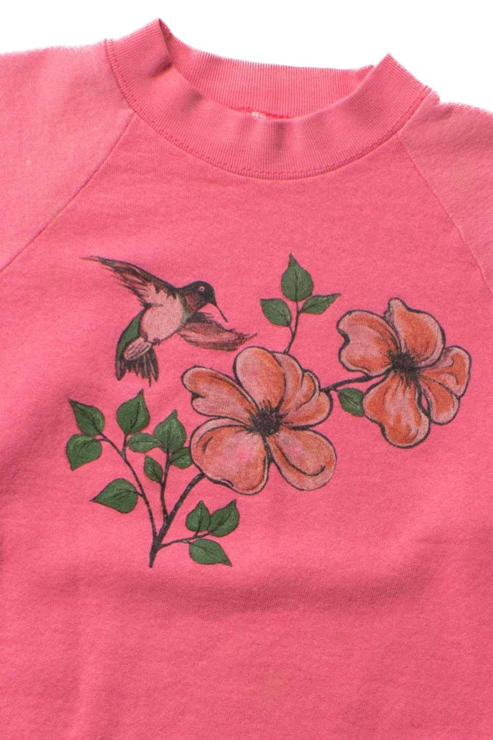 Vintage Pink Hummingbird Sweatshirt (1990s) - image 2