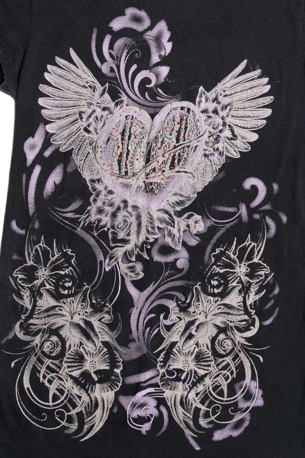 Rhinestone Heart Wings T-Shirt - image 2