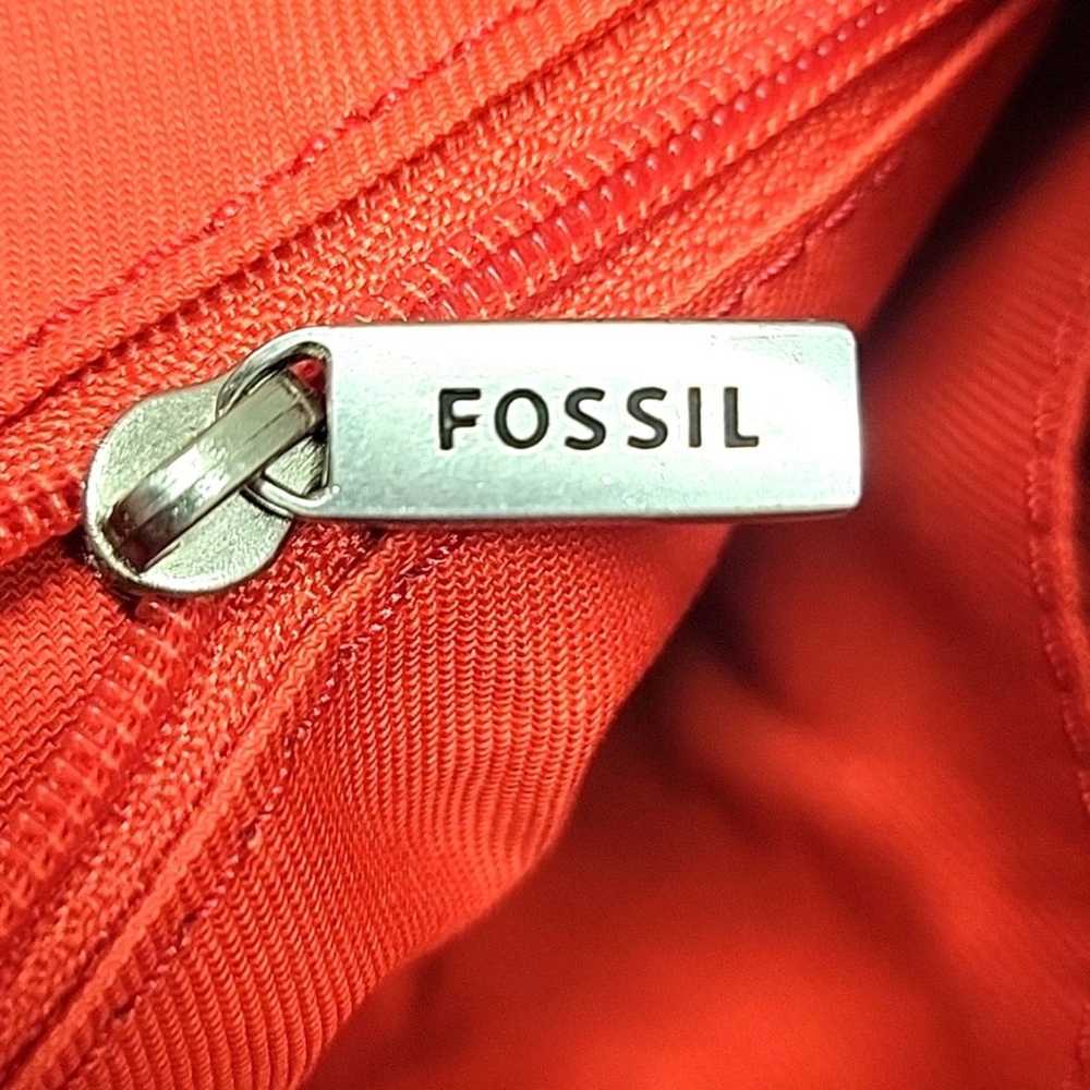 Fossil Dawson Leather Crossbody Handbag Coral Zip… - image 12