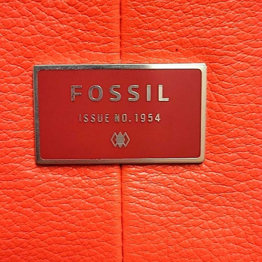 Fossil Dawson Leather Crossbody Handbag Coral Zip… - image 3