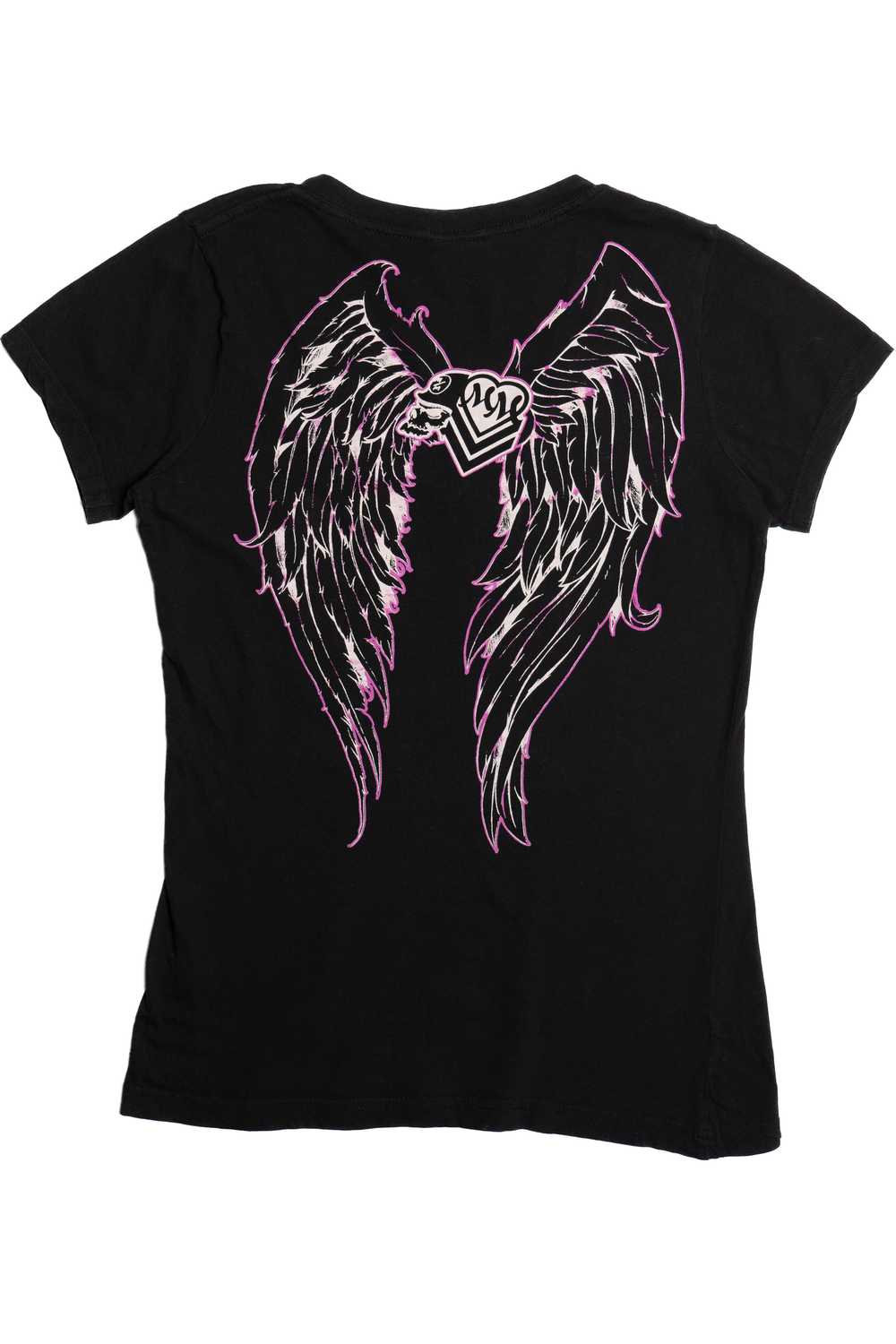 Vintage Metal Mulisha Angel Wings V-Neck T-Shirt - image 2