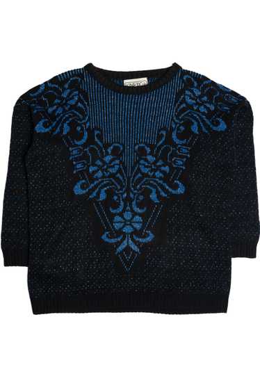 Vintage Blue Metallic Kinetic 80s Sweater