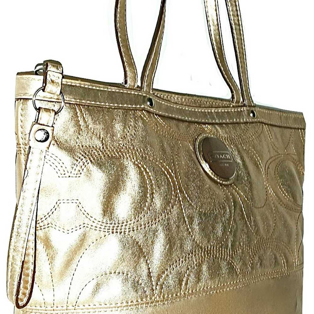 COACH #18877-Metallic Gold Perforated Stitched Si… - image 6