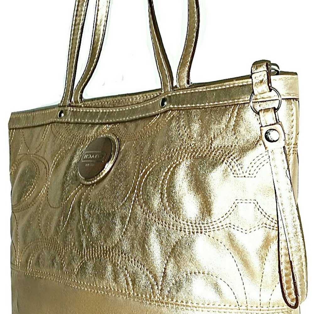 COACH #18877-Metallic Gold Perforated Stitched Si… - image 8