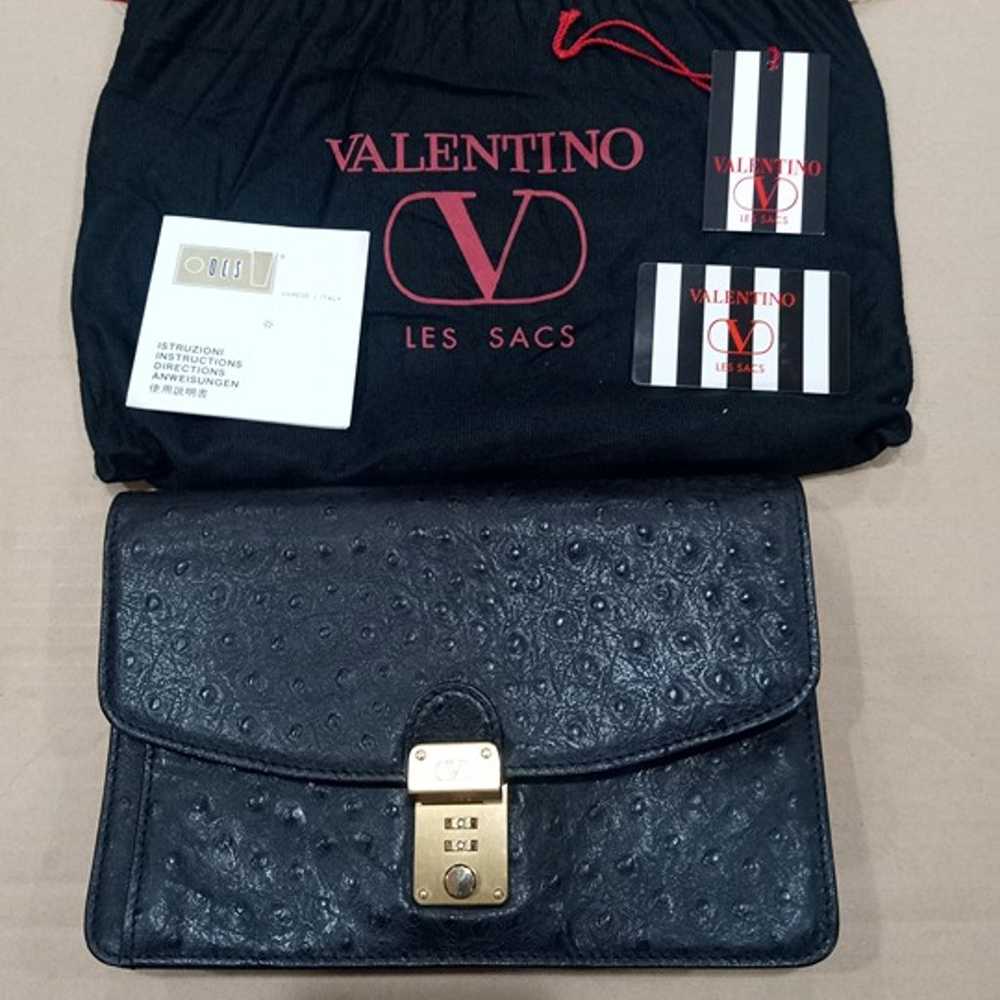 Authentic VALENTINO Ostrich Clutch Bag Lock Papers - image 1