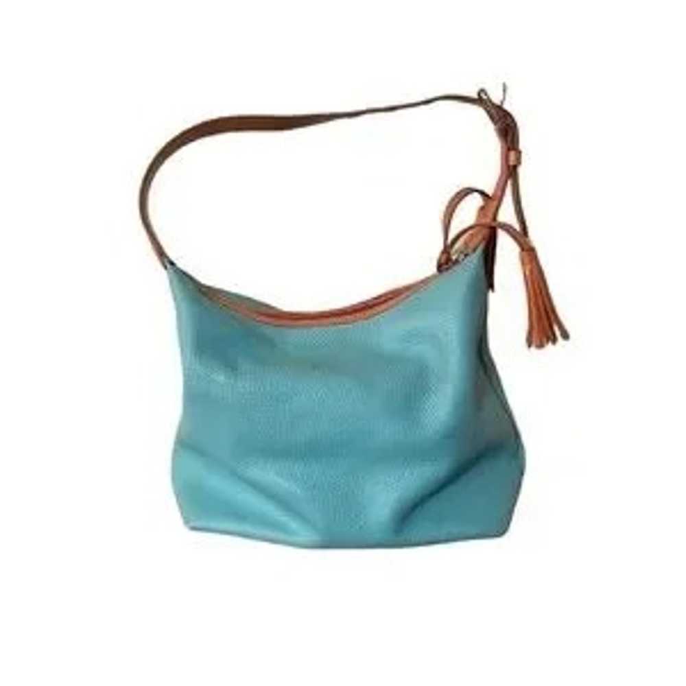 Dooney & Bourke blue pebble leather with brown tr… - image 2