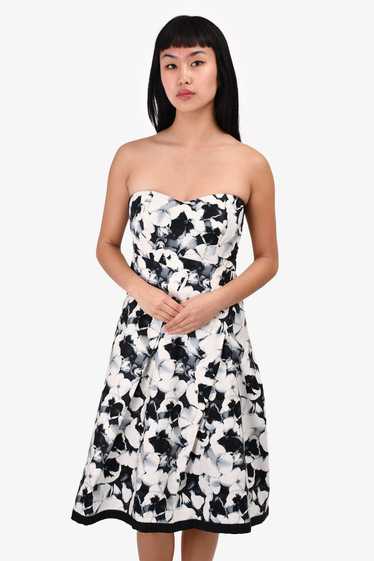 Carolina Herrera Black/White Floral Printed Strapl