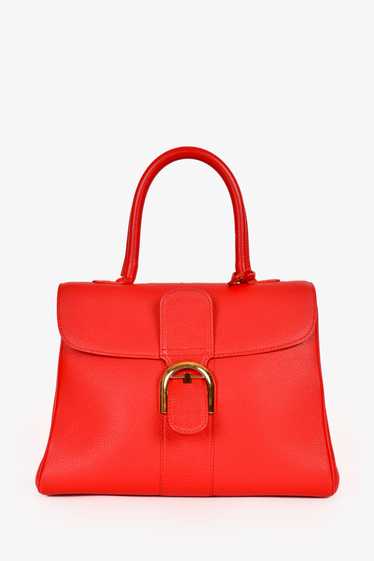 Delvaux Red Leather Brillant Top Handle MM with St