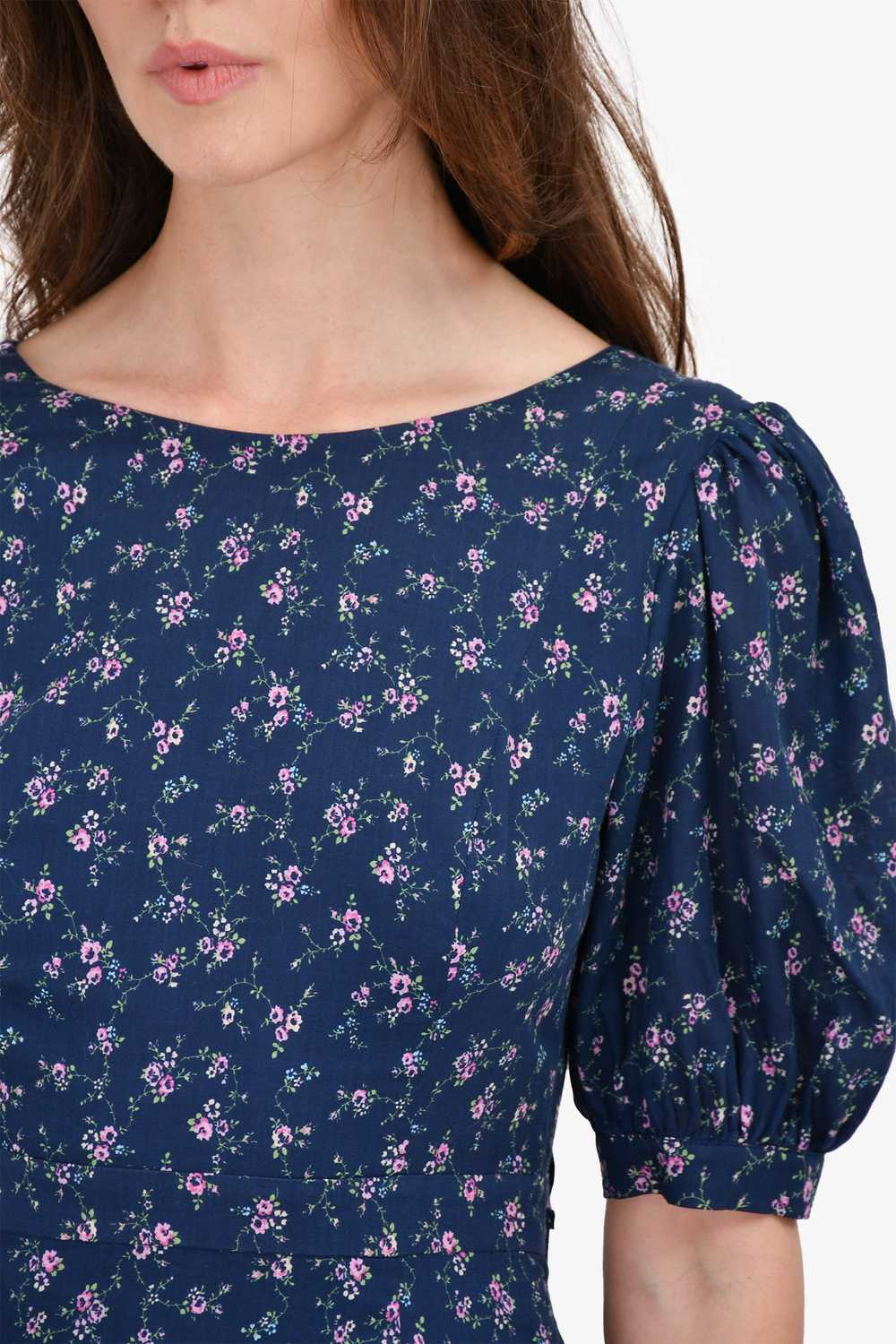 LoveShackFancy Navy/Pink Floral Puff Sleeve Mini … - image 2