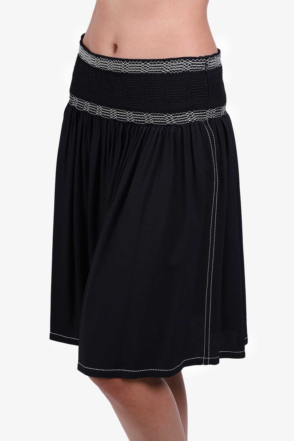 Prada Black Pleated Midi Skirt Size 36 - image 3