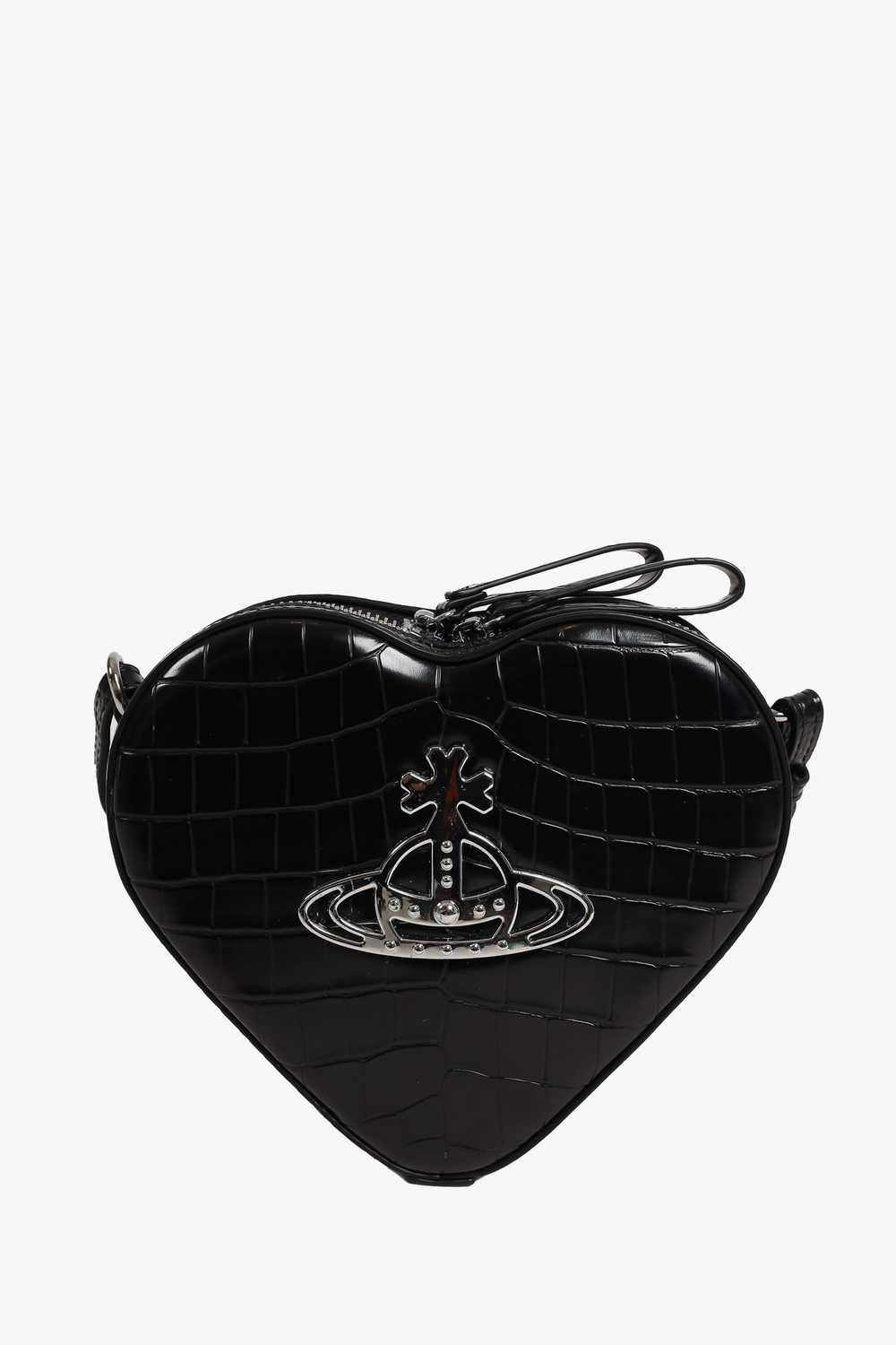 Vivienne Westwood Black Croc-embossed Ella Heart … - image 5