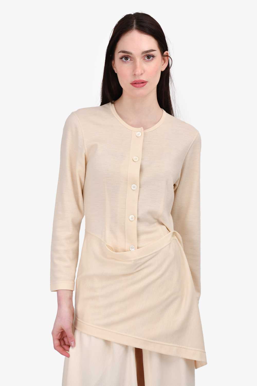 Comme Des Garcons Cream Wool Top + Midi Skirt Set… - image 1