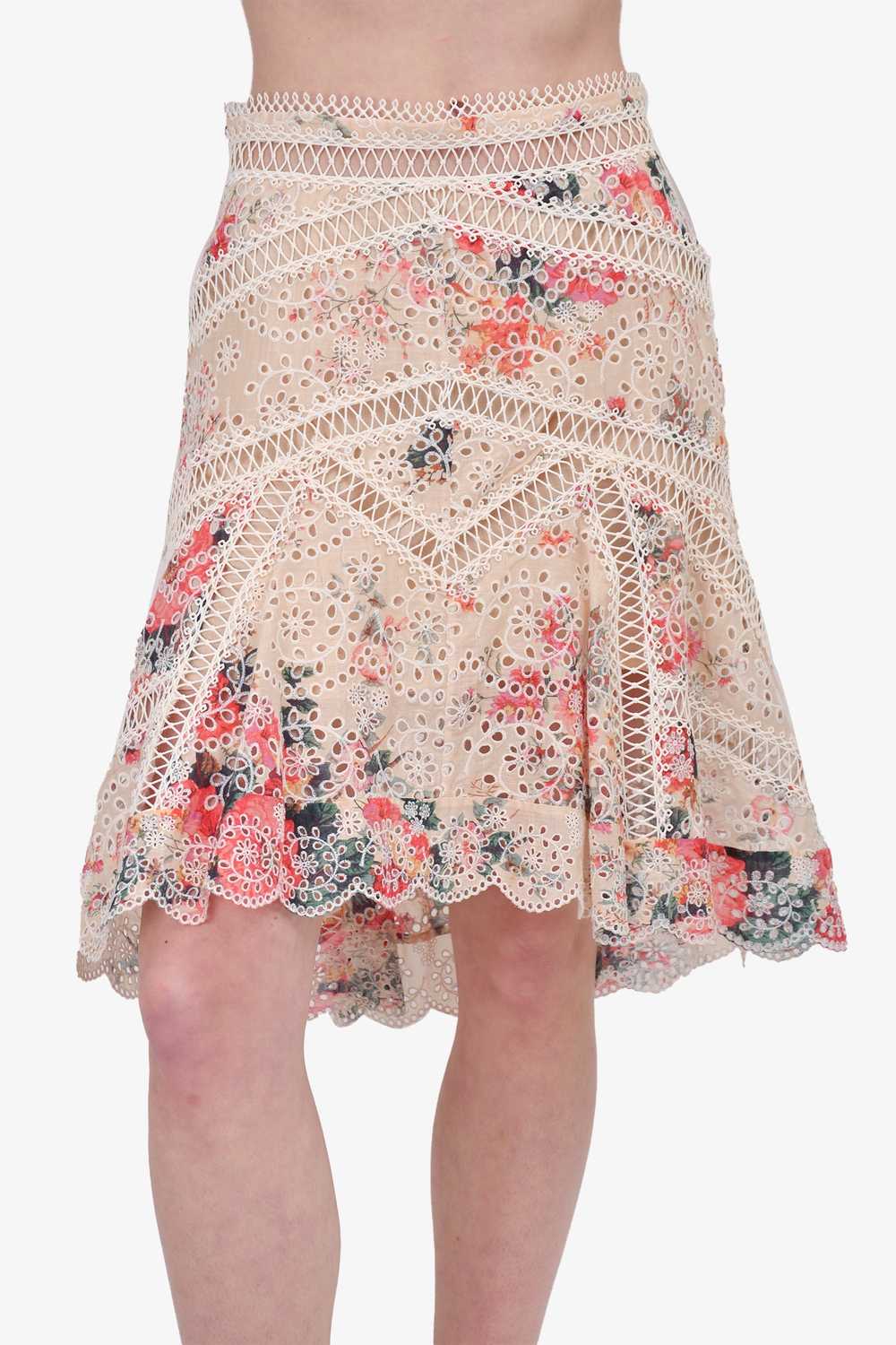 Zimmerman Pink/Cream Floral Skirt Size 2 - image 1