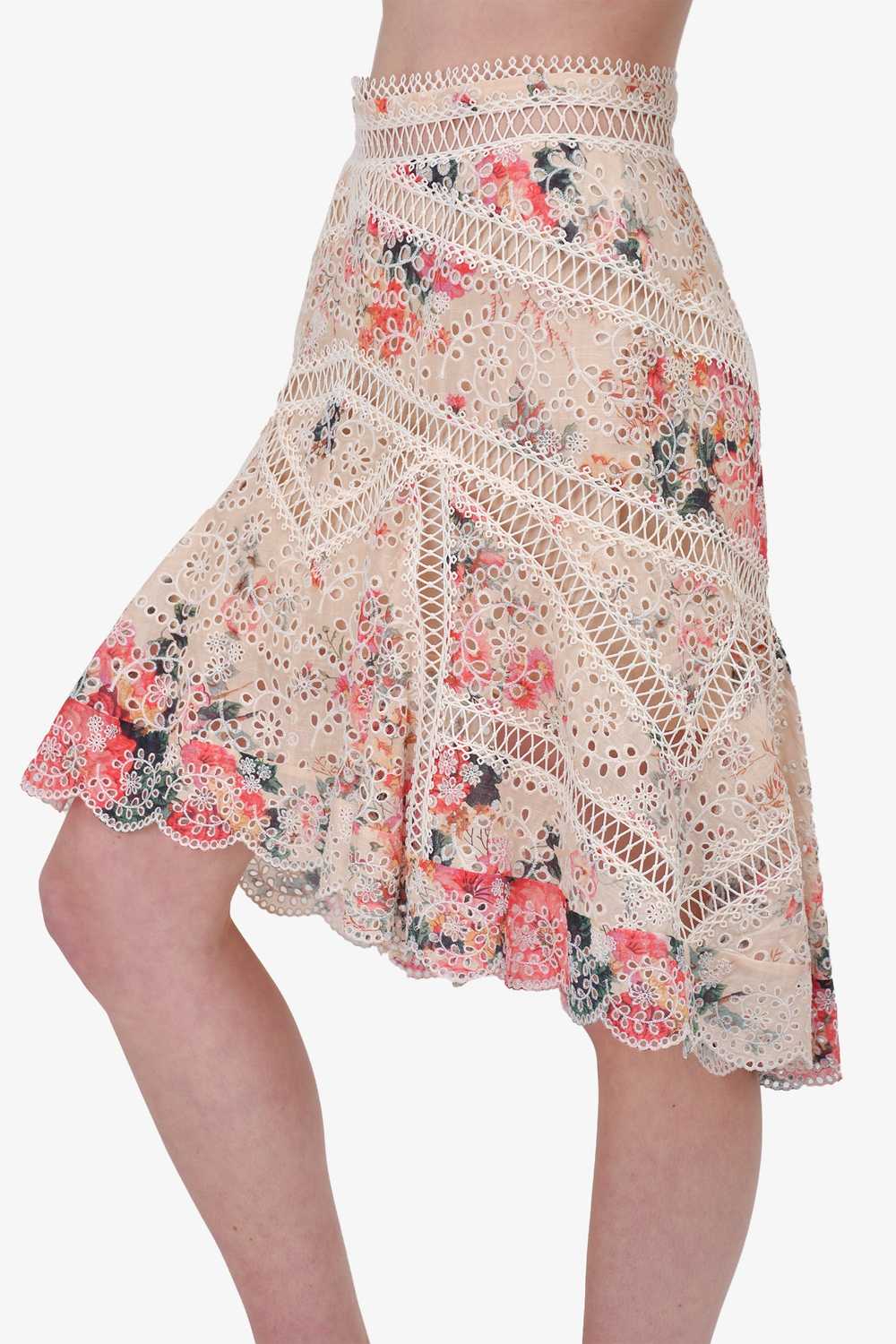 Zimmerman Pink/Cream Floral Skirt Size 2 - image 2