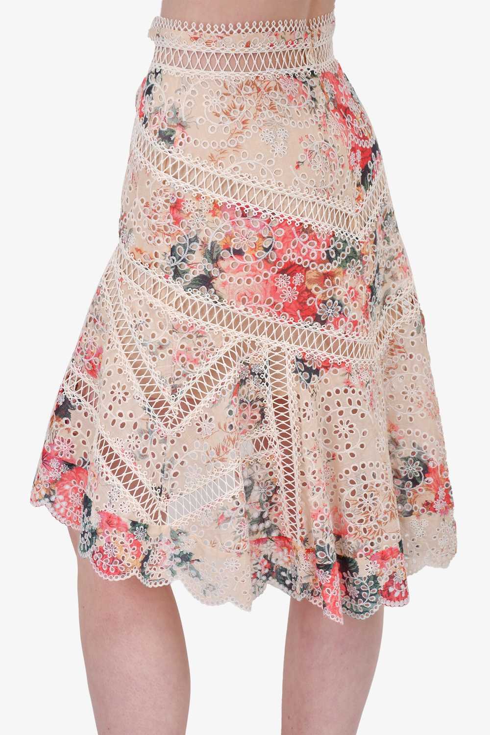 Zimmerman Pink/Cream Floral Skirt Size 2 - image 3