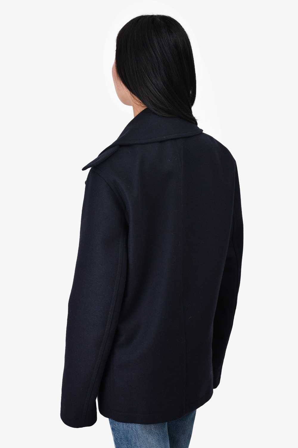 Hermès Navy Wool Double Breasted Coat Size 48 - image 4