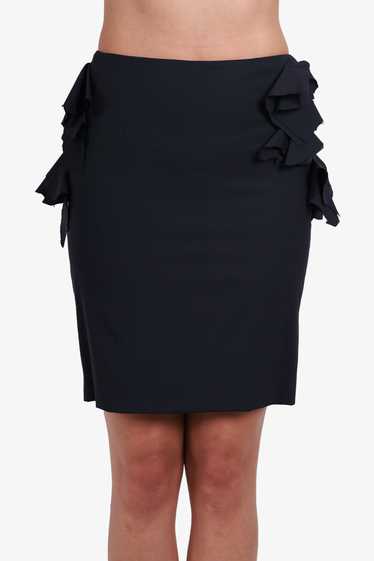 Jil Sander Black Virgin Wool Raw Hem Ruffle Skirt… - image 1
