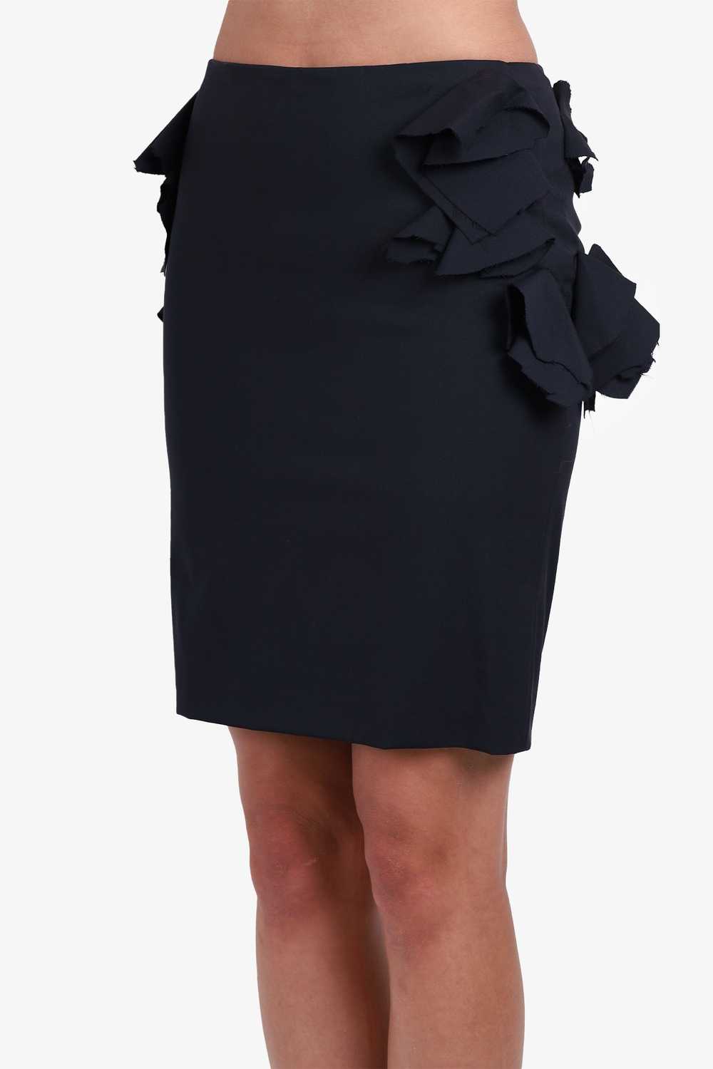 Jil Sander Black Virgin Wool Raw Hem Ruffle Skirt… - image 2