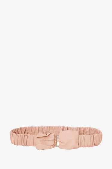 Burberry Beige Leather Ruched Belt Size M