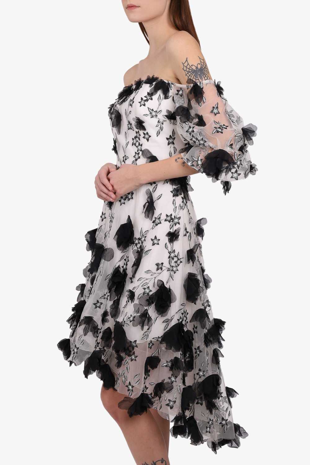 Marchesa Notte Tulle White Black Floral Embroider… - image 2