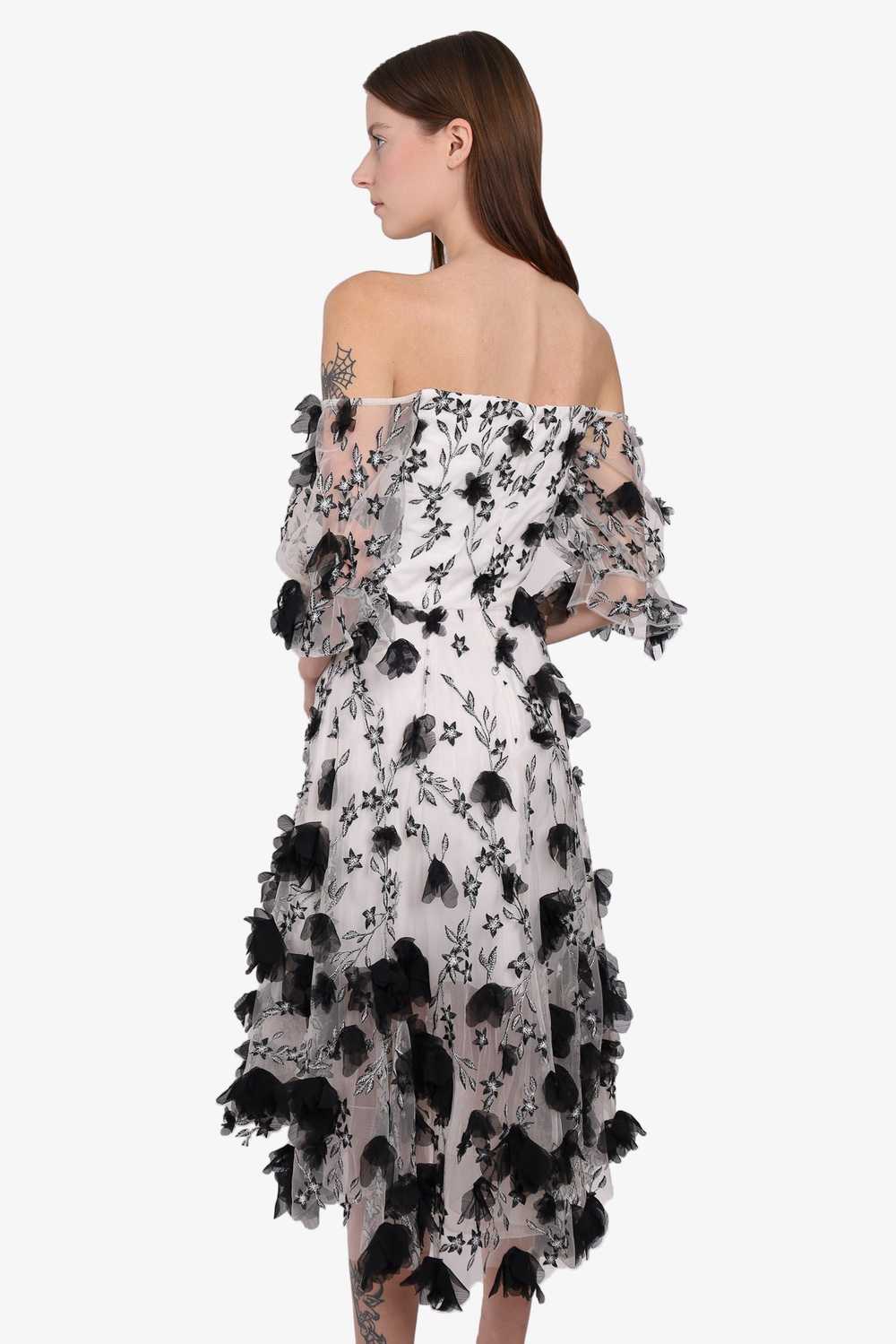 Marchesa Notte Tulle White Black Floral Embroider… - image 3