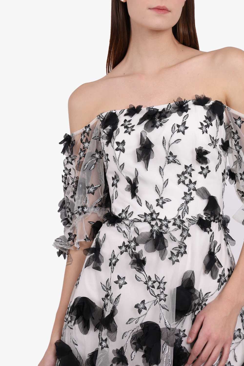 Marchesa Notte Tulle White Black Floral Embroider… - image 4