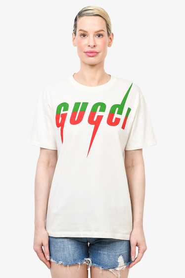Gucci White Cotton 'Blade' Print T-Shirt Size XS - image 1