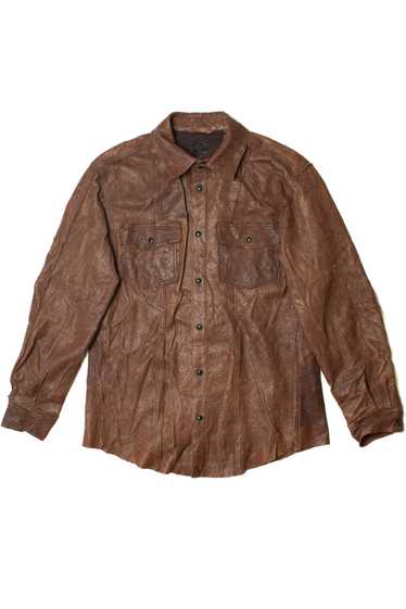 Vintage Distressed Edge Murano Sport Leather Shirt