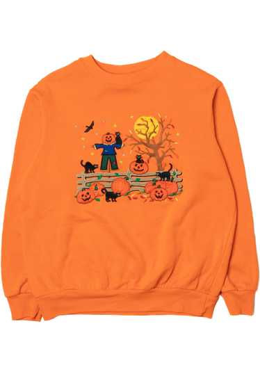 Vintage Scarecrow Scene Halloween Sweatshirt