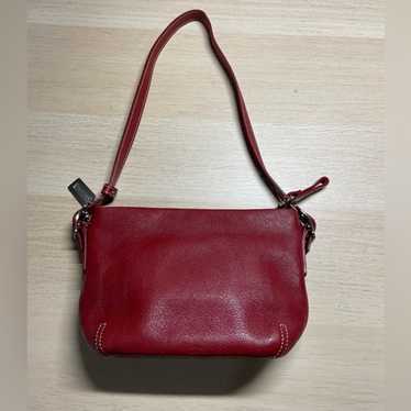 Coach Mini Y2K Bag Red Shoulder Leather Stitching 