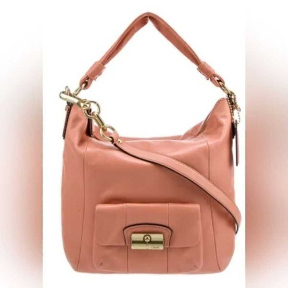 Limited Edition Coach Peach Leather Shoulder Bag … - image 2