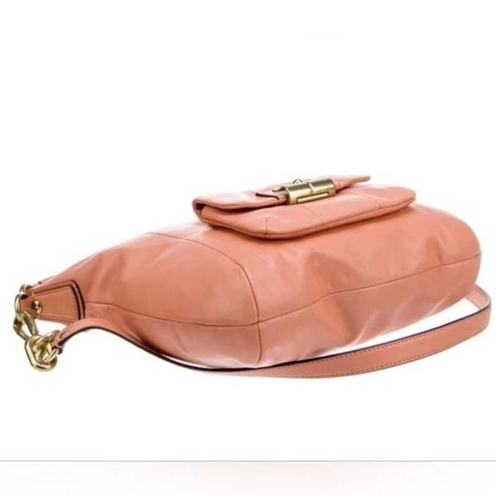 Limited Edition Coach Peach Leather Shoulder Bag … - image 7