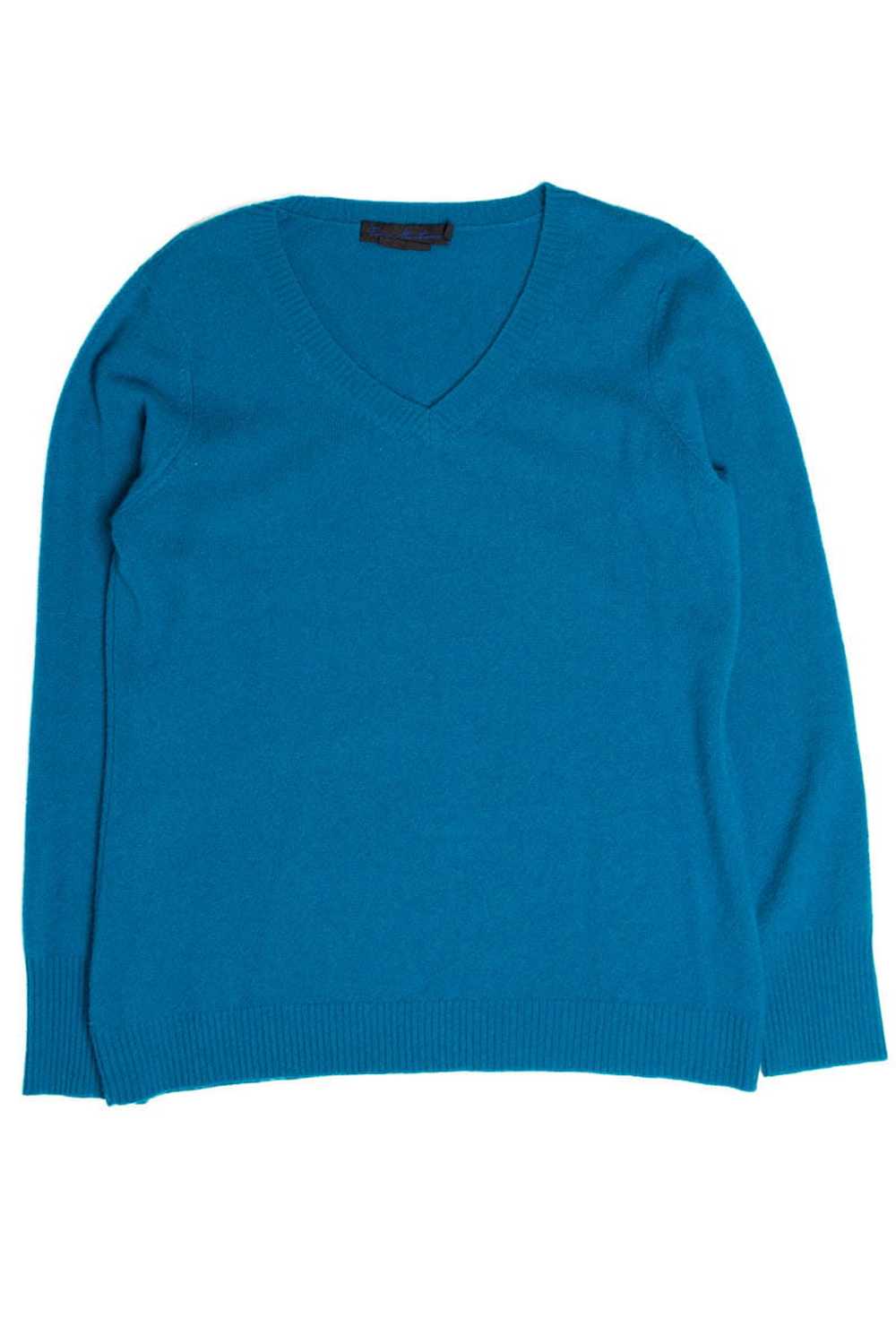 Teal V-Neck Cashmere Sweater - image 1