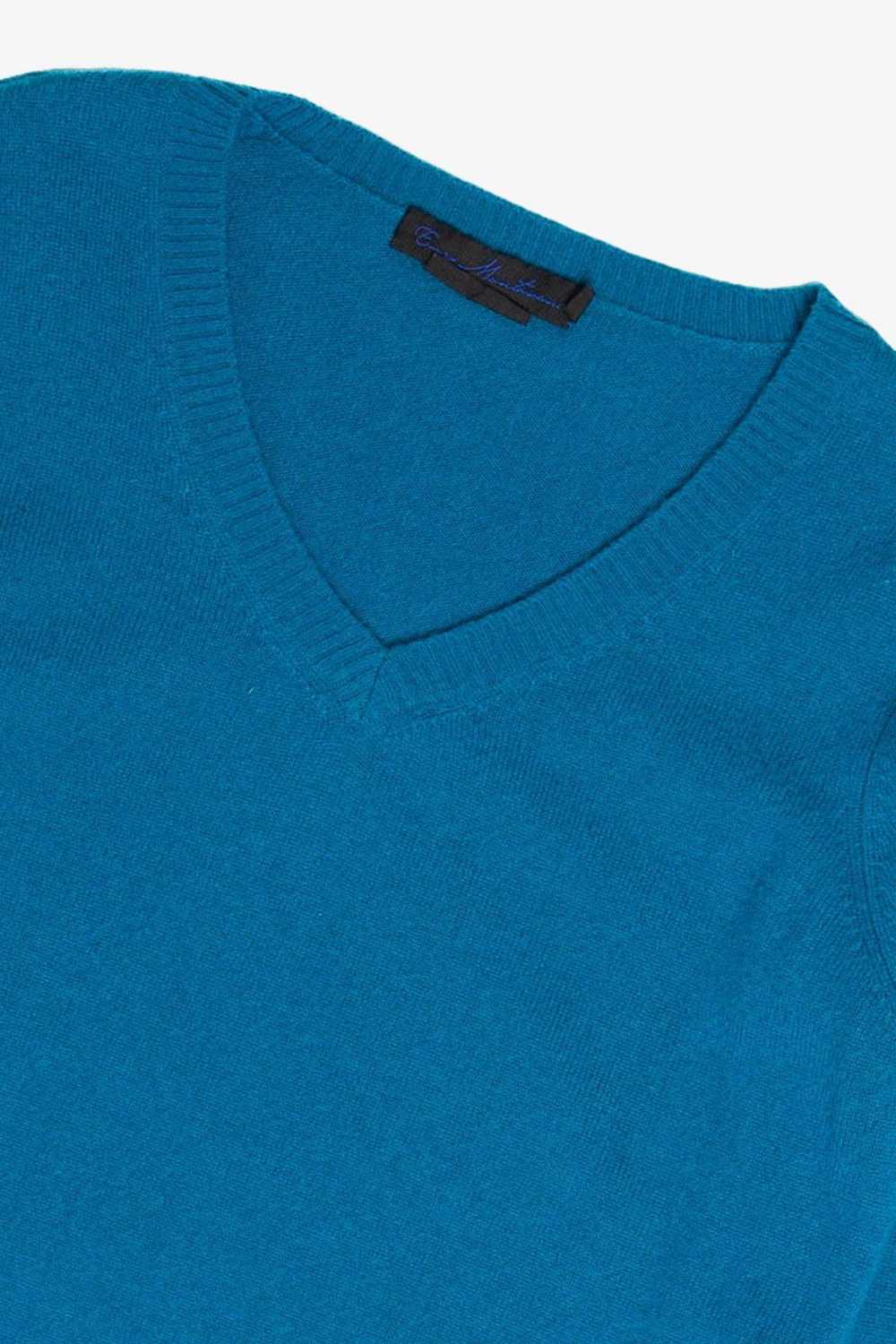 Teal V-Neck Cashmere Sweater - image 2