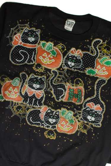 Vintage Cat Collage Halloween Sweatshirt (1990s)