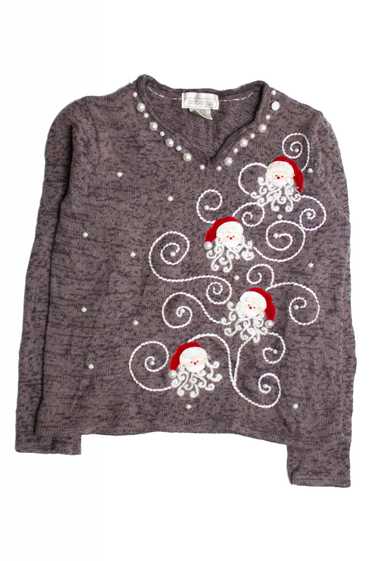 Gray V-Neck Ugly Christmas Sweater 60707 - image 1