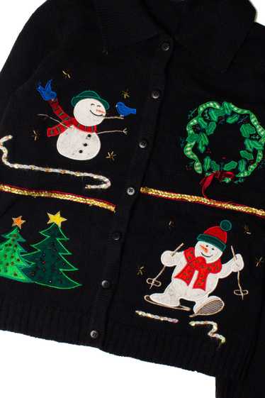 Snowmen Snowshoeing in Snow Ugly Christmas Cardiga