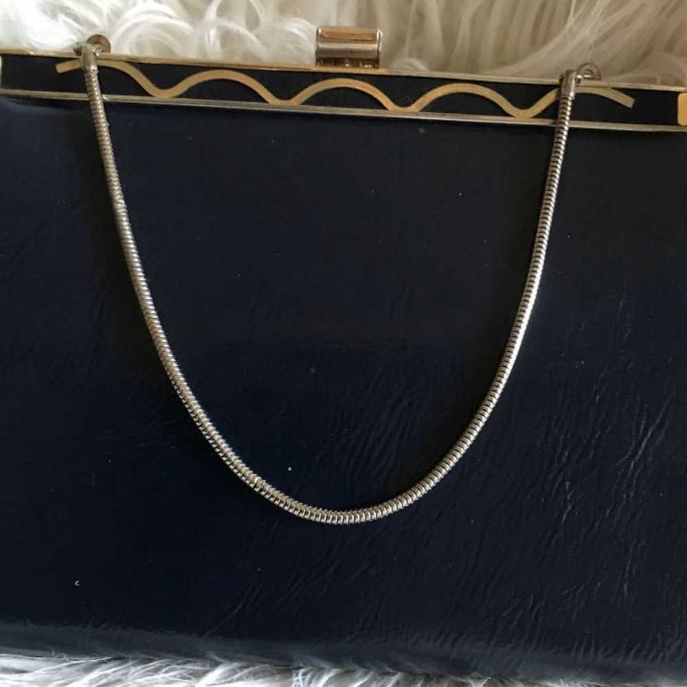 Vintage ANDE Blue Patent Leather Evening Bag with… - image 5