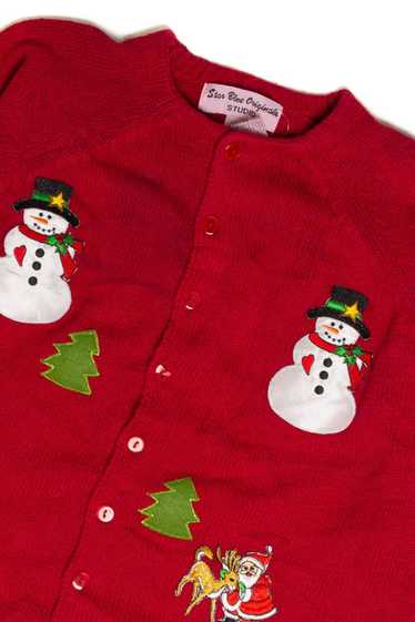 Snowman Patch Red Ugly Christmas Cardigan 62004