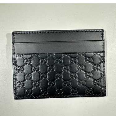 Authentic GUCCI GG Leather Card Holder in Black Br