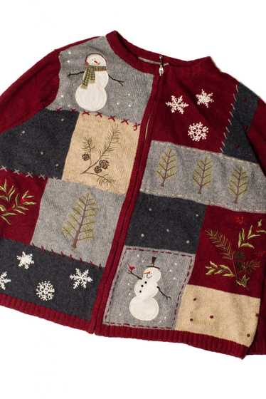 Red Snowman Collage Ugly Christmas Cardigan 59301