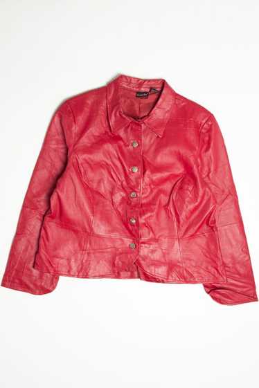 Red Women's Shape Fix Leather Jacket 256