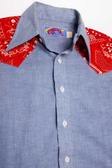 Vintage Wrangler Bandana Chambray Button Up Shirt 