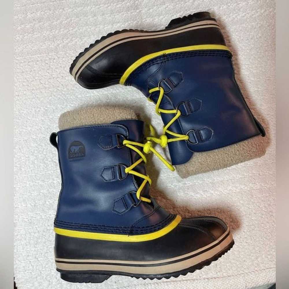 Sorel YOOT PAC NYLON snow boot blue yellow laces … - image 2