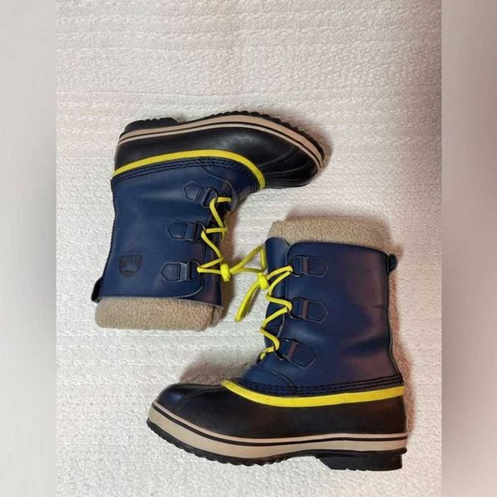 Sorel YOOT PAC NYLON snow boot blue yellow laces … - image 3