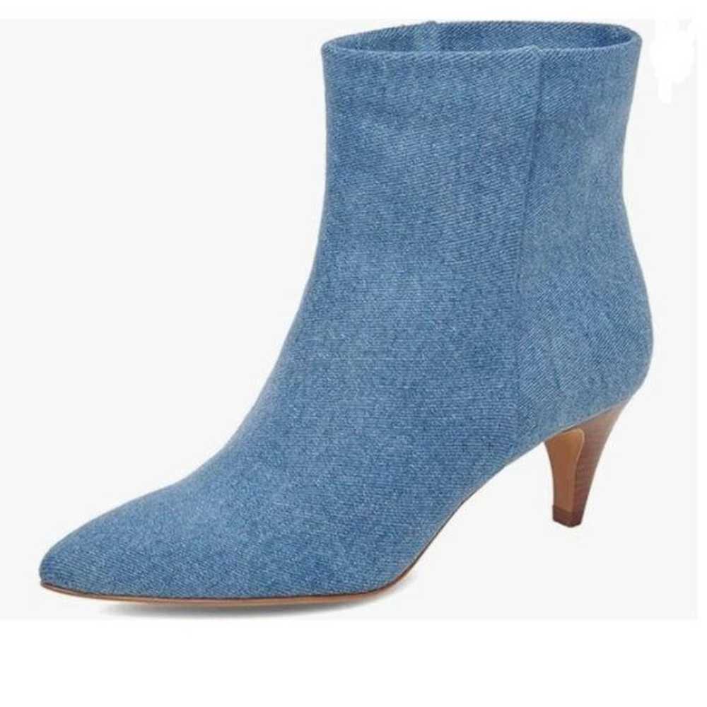 miss left Denim Blue Kitten Heel Ankle Boots Poin… - image 1