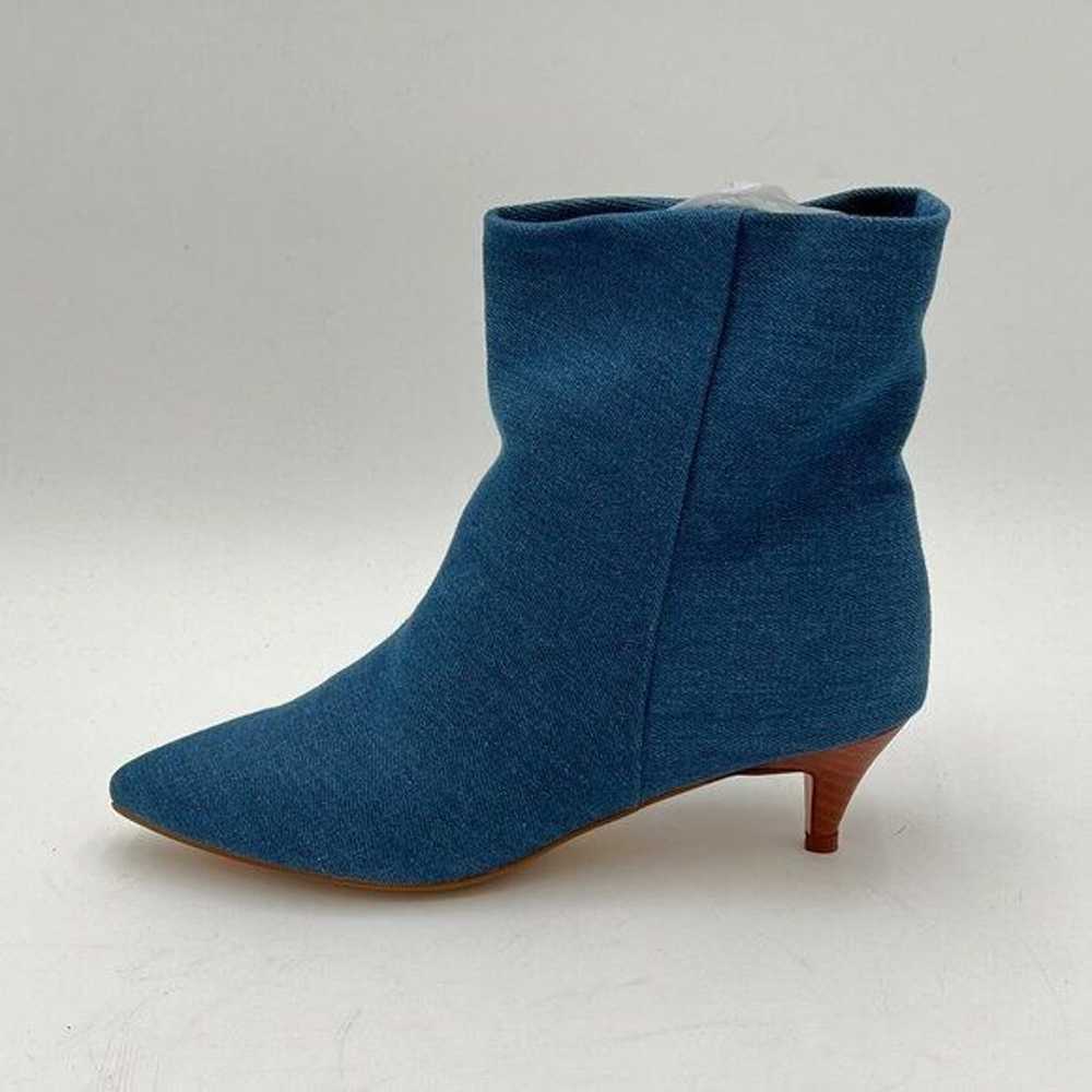 miss left Denim Blue Kitten Heel Ankle Boots Poin… - image 2