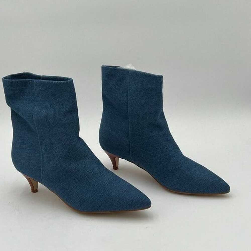 miss left Denim Blue Kitten Heel Ankle Boots Poin… - image 4