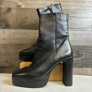 NWT Zara Womens Black Platform Ankle Boots Faux L… - image 1